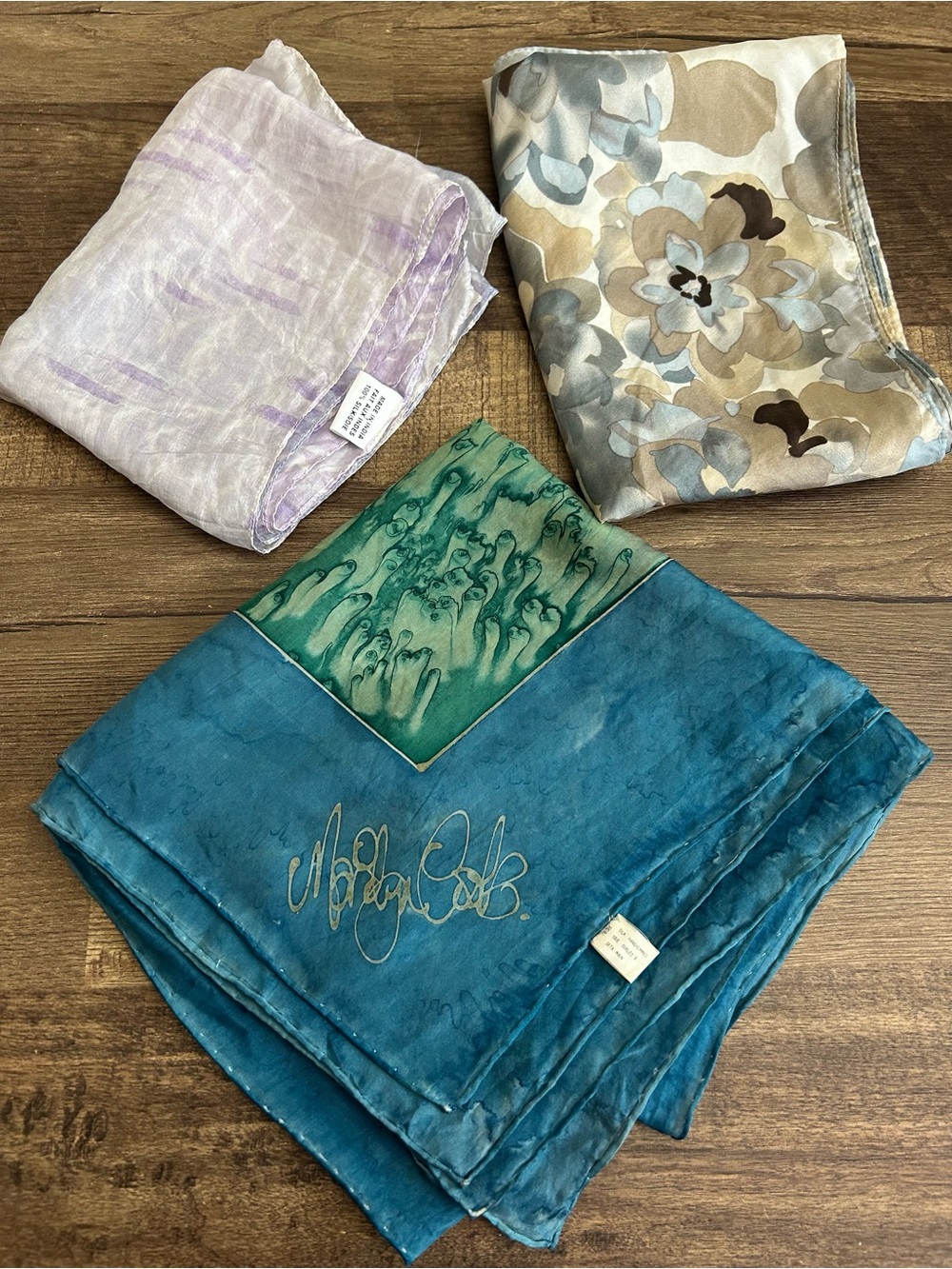 Lot of 3 100% Silk Marilyn Brooks Floral Leaf Abstract